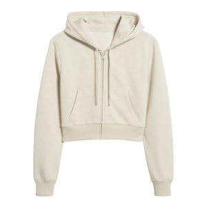 Sweat-shirt à capuche zippé pour femme, coupe ajustée, manches longues, mélange de coton, veste décontractée pour le streetwear et le quotidien - Product Image 6
