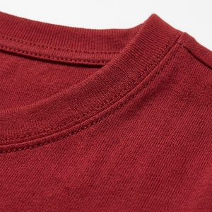 T-shirt rouge à col rond et manches courtes pour femme, 100 % coton jersey, teint uni, coupe décontractée, longueur normale, respirant, anti-UV, idéal pour l'été - Product Image 6