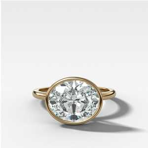 Anillo de Diamante Ovalado de 4 Quilates en Oro Real de 14k y 18k, Anillo de Compromiso con Bisel East West, Diamante Cultivado en Laboratorio CVD HPHT IGI, Fabricante - Product Image 1