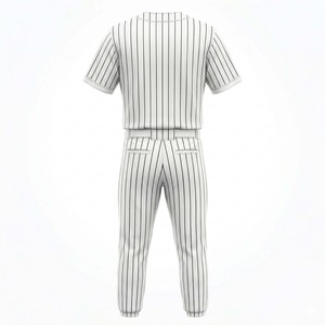 Wholesale Custom Men's Blank Pinstripe Baseball Uniform Set Button-<b>Down</b> Jersey and <b>Pants</b> Teamwear - Product Image 6