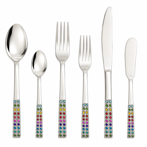 Luxury <b>Crystal</b> Handle Stainless Steel Flatware Set Spoon Fork Knife Premium Dining Tableware - Product Image 1