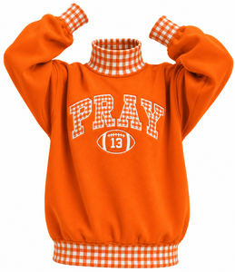 Custom <b>Women</b>’s Mock Neck Sweatshirt Oversized Gingham Plaid Patchwork Casual Winter Streetwear <b>Pullover</b> - Product Image 4