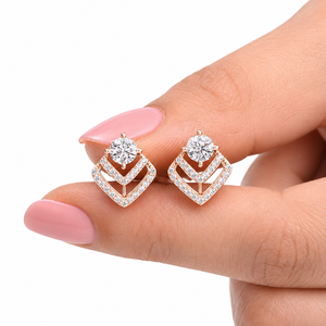 <b>Moissanite</b> Women's Stud <b>Earrings</b> Round Brilliant Cut Diamond Prong Setting GRA Certified Luxury Wedding Jewelry - Product Image 1
