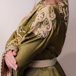 Vestido de novia marroquí tipo caftán, talla grande, hecho a medida, vestido de novia árabe marroquí artesanal - Product Image 2