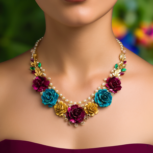 <b>Fashion</b> <b>Necklace</b> with Multicolor Floral Design - Product Image 3