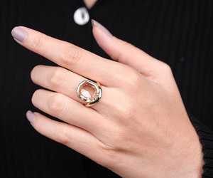 Bague solitaire incurvée en or massif 14 carats avec diamant de laboratoire ovale taille rose de 2,00 carats CVD, cadeau de promesse pour elle - Product Image 1