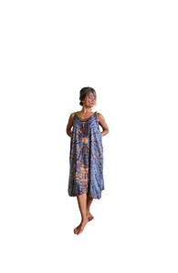 Women Rayon Boho Tie Dye Midi Dress Sleeveless Spaghetti Strap Round Neck Blue Brown Casual Beach Wear - Product Image 2