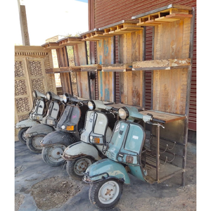 Comptoir de bar style scooter rétro en bois et métal, meuble de bar vintage avec rangement, commandes personnalisées en gros - Product Image 2