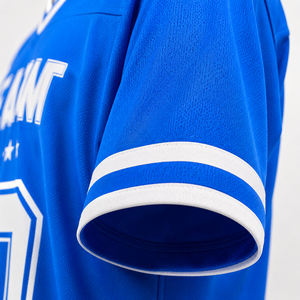 Camiseta de Baloncesto Sublimada Personalizada para Hombre, Cuello en V, Manga Corta, Nombre del Equipo 00, Azul, Ropa Deportiva de Poliéster que Absorbe la Humedad - Product Image 6