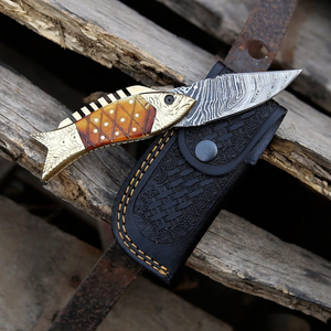 Cuchillo Plegable de Acero Inoxidable de Alta Calidad con Punta de Gota para Camping y Pesca, Mango de Madera, Agarre Cómodo y Fuerte, OEM Personalizable - Product Image 1
