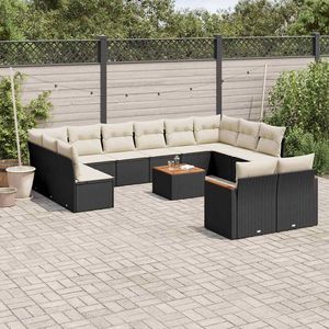 Set Divano da Giardino in Rattan Nero 8 Posti Resistente alle Intemperie Arredamento da Esterno Design Contemporaneo - Product Image 1