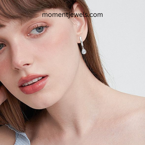 Elegant S925 <b>Silver</b> Moissanite <b>Drop</b> <b>Earrings</b> Sparkling Round Cut Droplet <b>Earrings</b> for Women Fashion Accessories - Product Image 4
