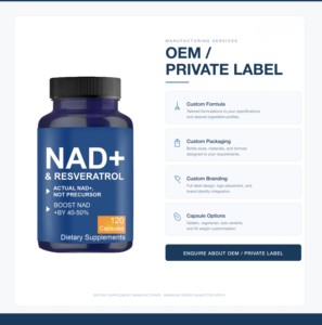 Cápsulas de Suplemento Dietético Antioxidante NAD+ Resveratrol de Marca Privada Premium (60 Cápsulas por Botella) para la Salud Celular de Adultos - Product Image 3