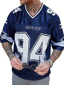 Camiseta de Fútbol Americano de Malla de Poliéster Transpirable, Cuello en V Extra Grande, Uniforme de Equipo Personalizado, OEM, Marca Privada, Venta al Por Mayor - Product Image 2