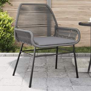 Chaise de jardin en rotin PE gris, durable et élégante, pour usage extérieur - Product Image 1