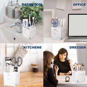 Soportes para cepillos de dientes para baños, organizador de cepillos de dientes eléctricos y pastas de dientes con ranuras para encimera de baño - Product Image 2