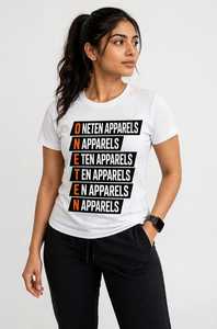 เสื้อยืดคอกลมแขนสั้นผ้าฝ้ายสีขาวสำหรับผู้หญิง ONE TEN Apparels รุ่นลำลองใส่สบายระบายอากาศได้ดี น้ำหนัก 180 กรัม เหมาะสำหรับฤดูร้อน - Product Image 1