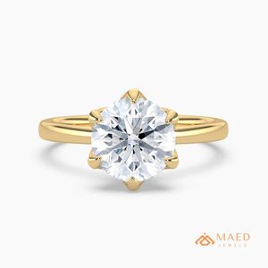 Anillo de Compromiso de Moissanita con Corte Brillante Redondo Chapado en Oro de 18K con Engaste de Puntas, Joyería de Lujo para Mujer Hecha en Gujarat - Product Image 1