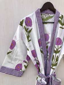 Bata Kimono de Algodón con Estampado de Bloques de Animales, Estilo Japonés, Ropa de Estar por Casa de Verano con Tela Suave y Transpirable, Cierre con Cordón, Unisex - Product Image 4