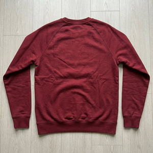 Sweat-shirt rouge uni de haute qualité pour homme, col rond, logo personnalisé, coupe ample, 100% coton, molleton terry. - Product Image 6