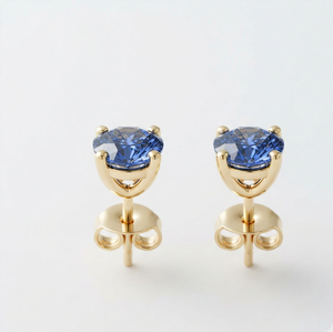 <b>Blue</b> Oval Cut Moissanite Fine Yellow Gold Luxury <b>Stud</b> <b>Earrings</b> for Daily Wear Gift - Product Image 1