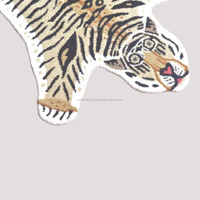 Tapis de sol irrégulier découpé en forme d'animal, motif tigre original, en laine écologique, adapté aux animaux de compagnie, style bohème maximaliste éclectique pour chambre à coucher