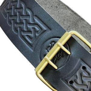 Cinturón de Kilt Rampant Lion Black Belt Highland, Negro con Relieve, Talla Personalizada, Accesorios Tradicionales Escoceses para Tartán - Product Image 5