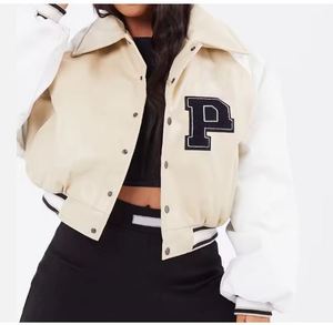 Ladies Hooded Varsity <b>Jacket</b> Comfortable Letterman Bomber Casual Streetwear Outerwear Wholesale Supplier - Product Image 4