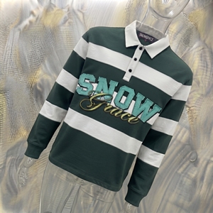 Chemise en jersey respirante à manches courtes rayée unisexe Snowgrace avec logo brodé, coupe décontractée, vêtements d'été pour adultes - Product Image 4