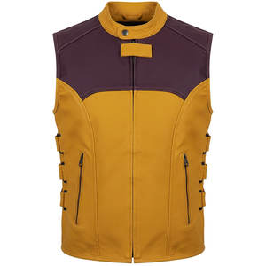 เสื้อกั๊กมอเตอร์ไซค์หนังแท้สไตล์คลาสสิกสำหรับผู้ชาย  ชุดขับขี่มอเตอร์ไซค์  ผลิตจากโรงงานโดยตรง  รับสั่งตัดตามขนาดได้ - Product Image 1