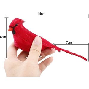 12 Piezas de Pájaros Artificiales de Color Rojo Cardenal con Plumas, Decoraciones para Árboles de Navidad con Clip para Adornos de Corona - Product Image 3