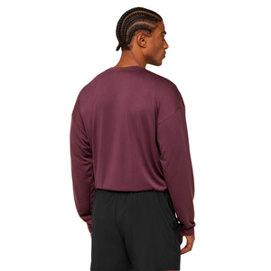 T-shirt à manches longues surdimensionné pour homme, couleur bordeaux, coupe décontractée, léger, idéal pour la gym, l'entraînement, le sport et les occasions décontractées - Product Image 2