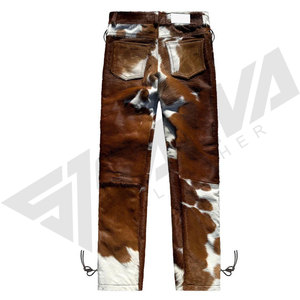 Pantalones de invierno SALVA LEATHER para hombre, de gamuza color canela, ecológicos, impermeables, con bolsillos, corte recto, cierre de cremallera, cintura media, ligeros - Product Image 5