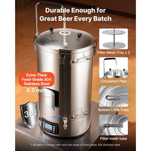 Kit Completo per Produzione di Birra Domestica da 60L (16 Galloni) con Display Digitale, Pompa Anti-Bruciatura da 3000W e Refrigeratore per Mosto - Product Image 5
