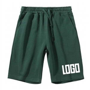 <b>Men</b> Solid <b>Black</b> Drawstring Waist Knitted Cotton <b>Shorts</b> With Logo Print Casual Mid Length Sport <b>Shorts</b> - Product Image 4