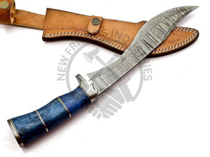 Couteau de chasse en acier Damas à manche intégral, multi-usage, avec poignée en os de chameau coloré, idéal pour la randonnée, le camping et la survie – Vente chaude - Product Image 5