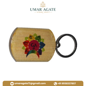 Llaveros de Madera Coloridos con Siete Chakras y Letras Sánscritas, Llavero de Madera con Siete Chakras, Suministro al por Mayor, Llaveros de Madera con Chakras - Product Image 4