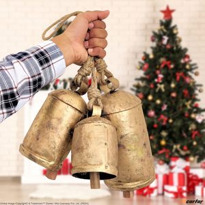 Campanas Colgantes Rasai de Metal Rústico Hechas a Mano con Cuerda de Yute, Campanas Decorativas Vintage para Decoración Navideña de Casa de Campo - Product Image 3
