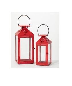 Elegant Modern Design Customizable Iron Lanterns White <b>Red</b> Handmade Eco-Friendly for Christmas Tabletop Hanging <b>Candle</b> Holder - Product Image 6