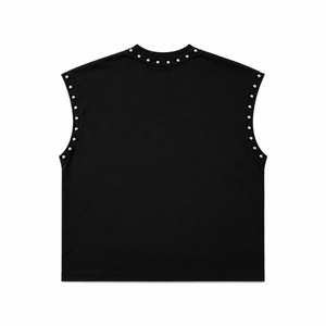 Camiseta sin mangas con cuello redondo y estampado de UFO City, ribete de diamantes de imitación, transpirable, estilo urbano, 100% algodón, corte holgado para hombre - Product Image 3