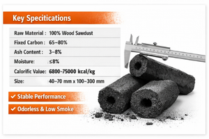 Briquetas de Carbón Vegetal Negro de Alta Cantidad de Carbono Fijo, 100% Aserrín de Madera |   Combustible para Barbacoa Industrial de Alto Valor Calorífico |   Exportación Directa de Fábrica - Product Image 2