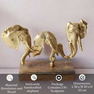 Golden <b>Elephant</b> Sculpture Figurine Handmade Artistic Tabletop <b>Decor</b> Feng Shui Animal Design Living Room Decoration - Product Image 6