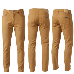 Pantalon décontracté coupe droite pour homme MASTER TEXTILE en sergé tissé extensible, taille mi-haute, respirant, avec fermeture boutonnée et rivets - Product Image 1