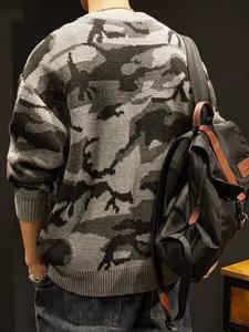 เสื้อสเวตเตอร์ผู้ชายสไตล์อเมริกันย้อนยุค กันน้ำ ทรงหลวม คอกลม แฟชั่นแนวสตรีท สำหรับฤดูใบไม้ร่วง-ฤดูหนาว - Product Image 2