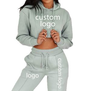 Hoodies personnalisés avec logo, vente en gros, à manches longues, pour femmes, coupe courte, collection 2026 - Product Image 1