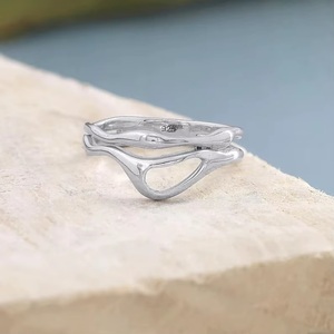 925 Sterling Silver Wavy <b>Ring</b> Handmade Statement Band Minimalist <b>Chunky</b> Jewelry Gift for Women - Product Image 6