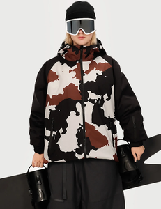 Unisex Ski Camo Hooded Waterproof Windproof Insulated Snowboarding <b>Jacket</b> Lightweight Zipper 100% Polyester Winter Outdoor - Product Image 3