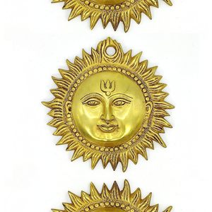 Escultura de Latón del Rostro del Dios Sol Surya, Ídolo Murti para Decoración del Hogar u Oficina - Product Image 2