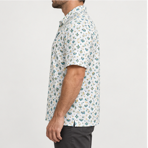 Camiseta Polo Trackstar para Hombre, Color Crema Teal Dorado, con Estampado de Máscara de Carnaval, Manga Corta, Cuello con Botones, Camiseta de Golf con Logotipo Personalizado - Product Image 2