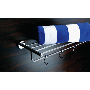Porte-serviettes en acier inoxydable chromé, support mural pour serviettes de bain avec crochets, pour la maison et l'hôtel - Product Image 1